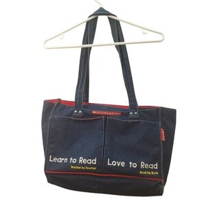 Scholastic Denim Tote Bag Blue Learn to Read Love to Read Teacher School Book